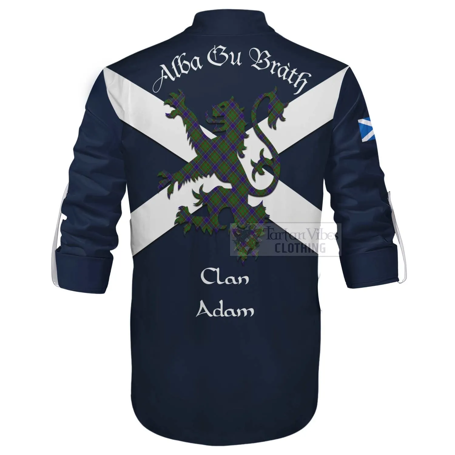Adam Tartan Lion Rampant Ghillie Kilt Shirt Proudly Display Your Heritage with Alba Gu Brath and Clan Name