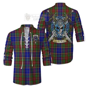 Beattie (Beatty) Tartan Ghillie Kilt Shirt with Family Crest Celtic Skull Style
