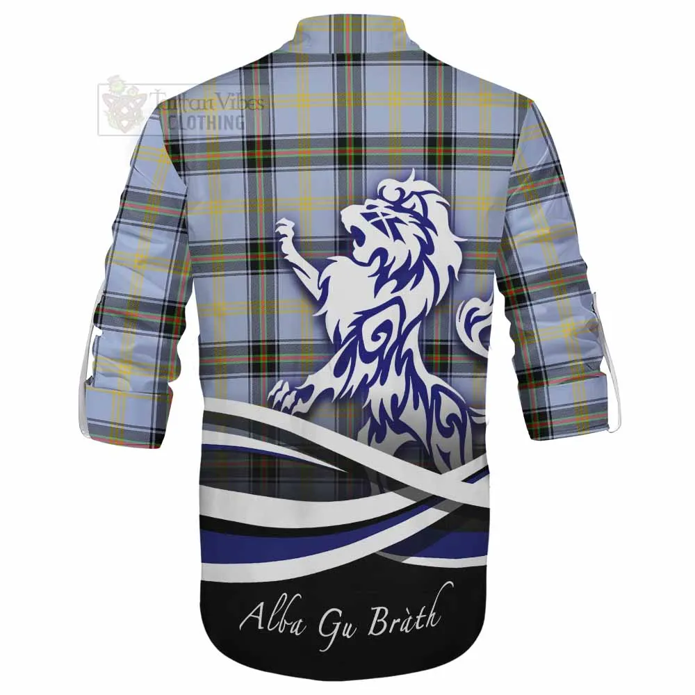 Bell Tartan Ghillie Kilt Shirt with Alba Gu Brath Regal Lion Emblem