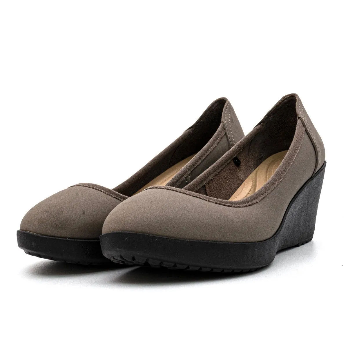 Crocs Marin Colorlite Wedge Shoes Leather Grey Colour For Women