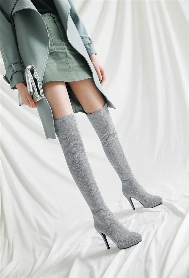 Elastic Pointed Large Suede Women's Martin Boots