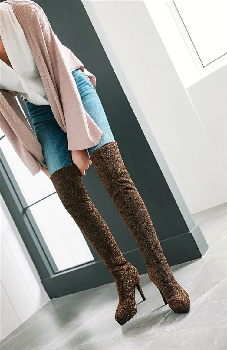 Elastic Pointed Large Suede Women's Martin Boots