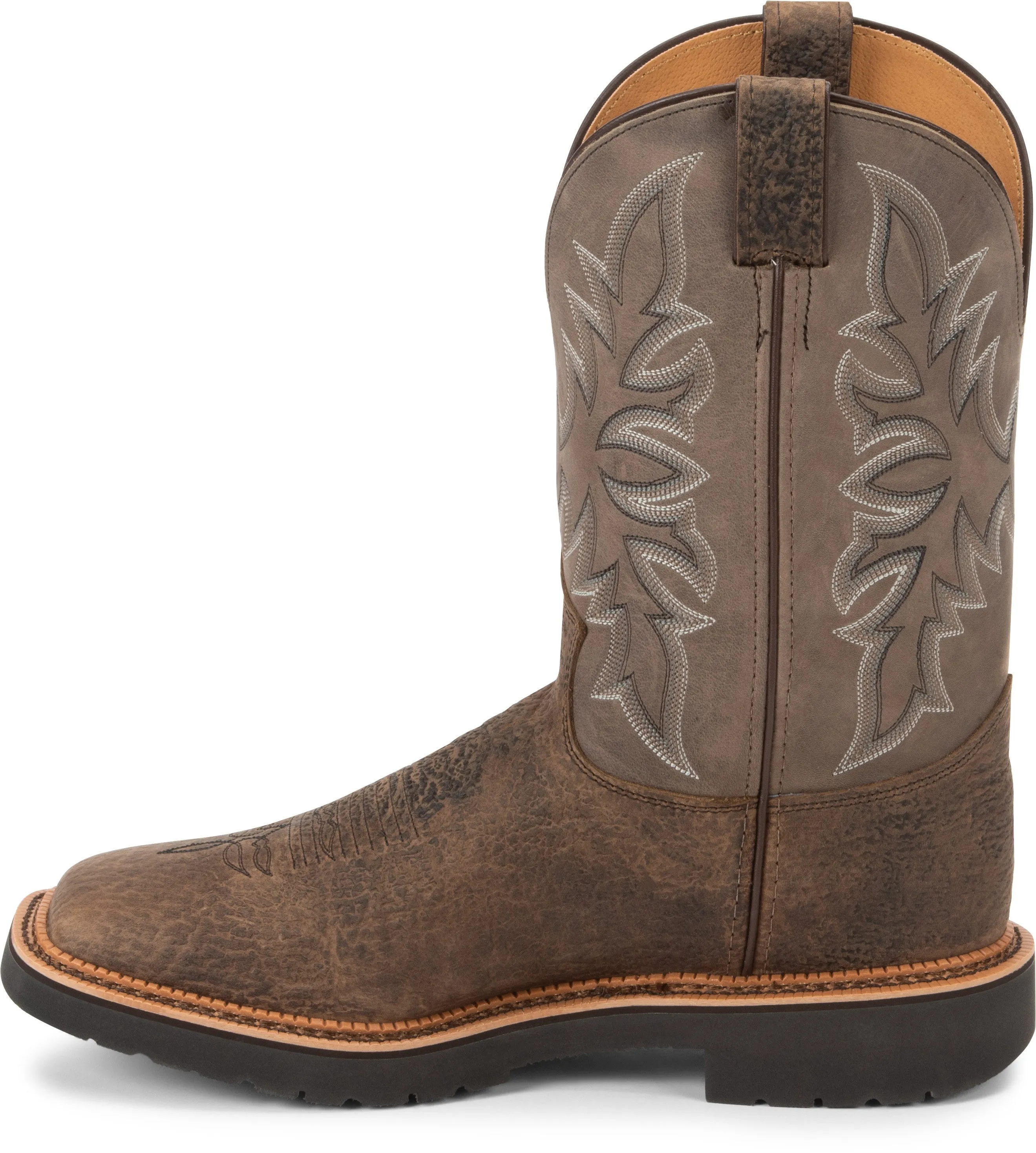'Justin' Men's 11" Scottsbluff Western Square Toe EH Soft Toe Work - Grey